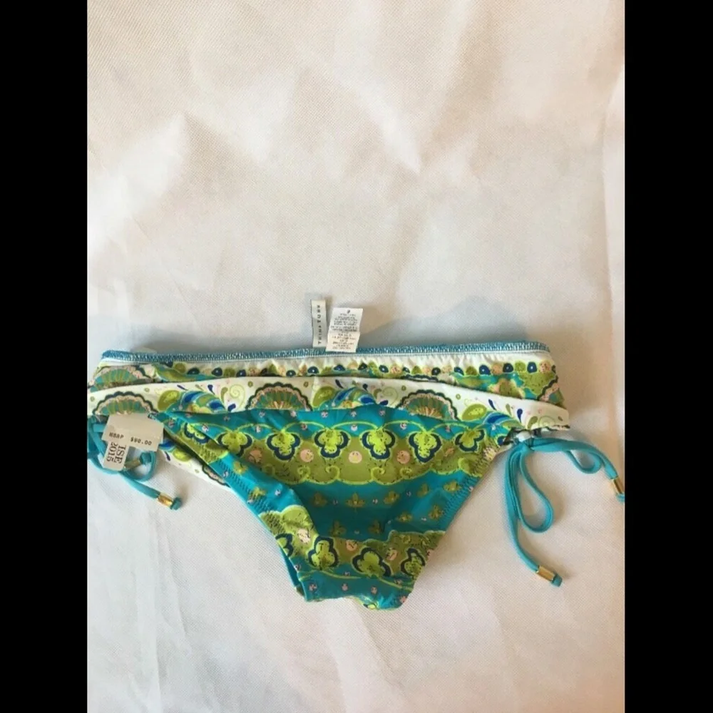 NWT Trina‎ Turk [ 6 ] Woodblock Sash Hipster Bikini Bottom in Pool